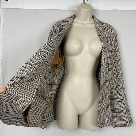 J Jill Blazer Womens Large Beige Plaid Relaxed Academia Fall Neutral Corpcore - Picture 5 of 12